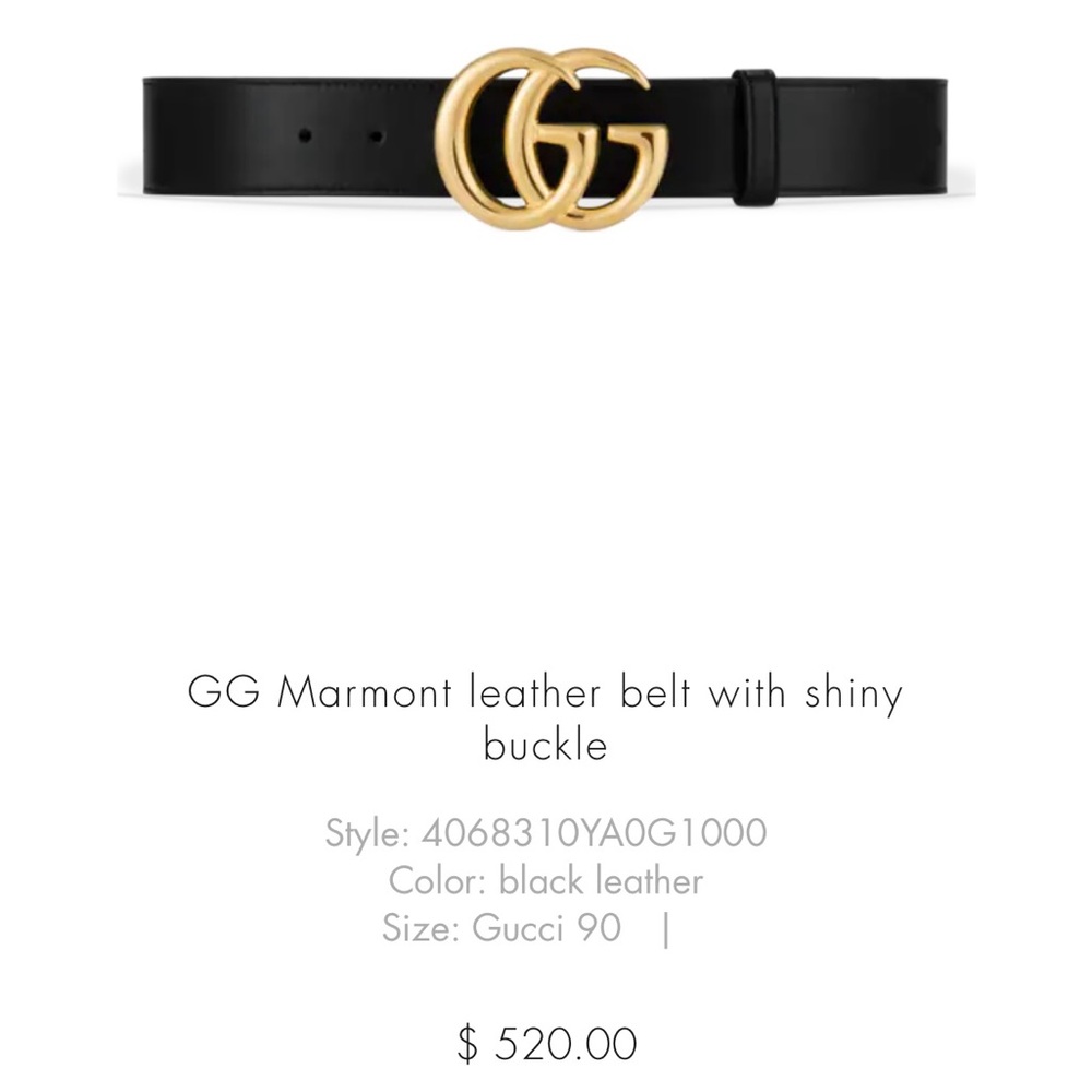 Never worn GG Marmont leather belt with shiny buckle.